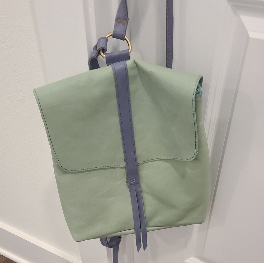 Genuine leather backpack.